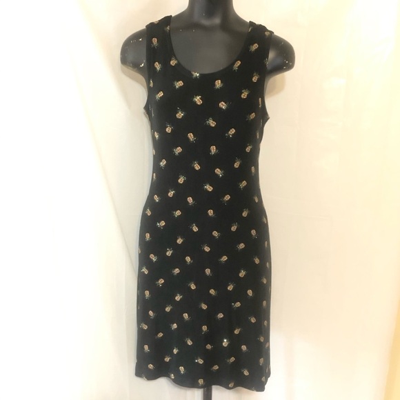 Vintage Ronni Nicole Black Sheath Dress with Sparkly Pineapple Trim - Picture 1 of 5